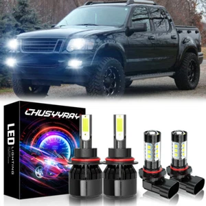 For Ford Explorer Sport Trac 2001-2005 White LED Headlight + Fog Light Bulbs Kit - Picture 1 of 18
