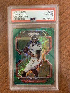2021 Panini Prizm #294 Tom Brady Green Scope Prizm 44/75 PSA 8