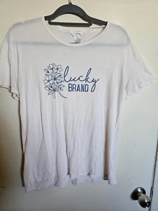 Maglia top Lucky Brand panna off white blu navy stampa floreale taglia small - Foto 1 di 2