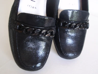 Zapatos para mujer Anne Klein IFLEX AKVALYA negros de tacón bajo cadena negra talla 7 M Foto 1 de 4