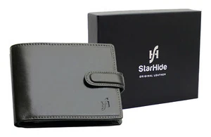 Cartera monedero de cuero real plegable con bloqueo RFID StarHide para hombre regalo en caja 5002 - Imagen 1 de 7