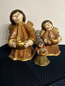 set 3 THUN Bozen Italy Singing Angel hand Painted Statue Figurine candle holder - Picture 1 of 5