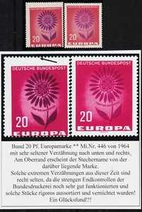E) Bund MiNr 446 ** sehr seltener Verzähnung bitte ansehen und lesen - Bild 1 von 2