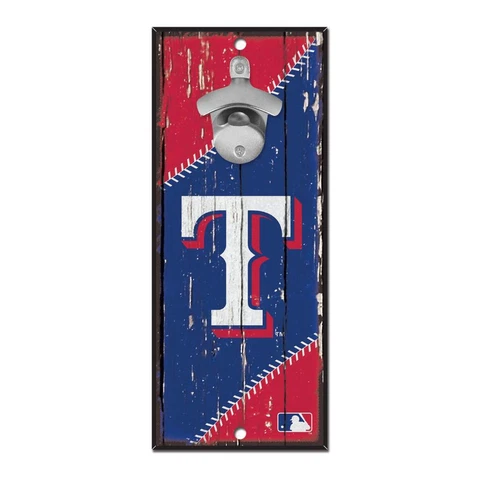 Texas Rangers 5"x11" Bottle Opener Wood Sign [NEW] MLB Wall Plaque Mount Bar Cover