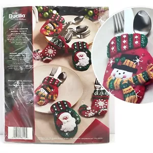 Bucilla 08 Felt Utility SILVERWEAR HOLDER Kit 86156 Mittens Santa Set of 6 4"x6" - Picture 1 of 9