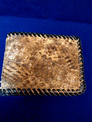 Real Rattlesnake Skin Diamond Patch Hand laced Traditional Bifold Wallet - Image 1 of 4