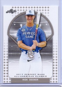 NICK DECKER 2017 "1ST EVER PRINTED" LEAF PERFECT GAME ALL-AMERICAN ROOKIE CARD!!