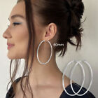 60MM Hoop Earrings Large Circle Shaped Surgical Stainless Steel Silver Polished