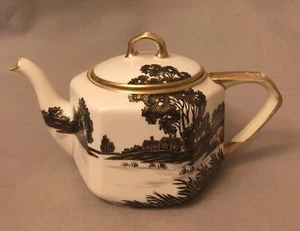 Rare Antique Nippon Gilded Black Toile Teapot c1900 - Picture 1 of 8
