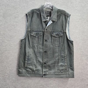 Marc Ecko Men Jacket Large Blue Denim Vest Button Up Sleeveless Collar Cotton - Picture 1 of 12