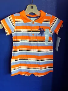 US POLO ~ blau, orange, weiß, schwarz Strampler ~ 1 Stück ~ Neu mit Etikett ~ Größe 18 Monate - Bild 1 von 1