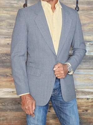 Vintage Pierre Cardin Wool Dual Vent Lite Gray Striped Blazer Jacket 38R - image 1 of 4