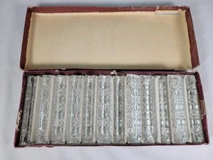 Crystal Glass Knife Rests Vintage 24% Ornate Art Deco Set Of 12 Lead Hungary - Picture 1 of 16