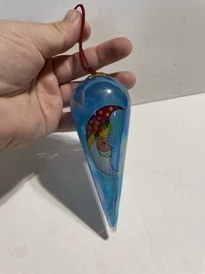 Artline Reverso Pintado Vidrio Azul Cara de Papá Noel Lágrima Adorno de Navidad - Imagen 1 de 8