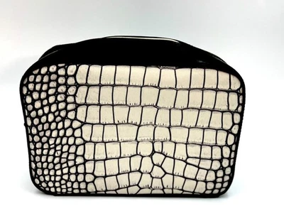 Estee Lauder Faux Leather  Cosmetic  Makeup Bag ~ Black & White - Image 1 of 2