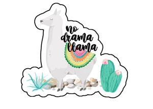 No Drama Llama Watercolor Boho Rustic Vinyl Die Cut Sticker 3.5x2.5 - Picture 1 of 1