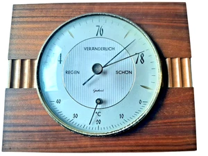 Gischard Barómetro Termómetro Latón Madera Vintage Estación Meteorológica Pátina Decoración - Imagen 1 de 5