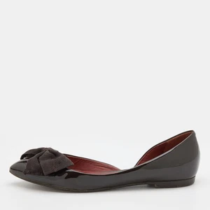 Bottega Veneta Brown Patent Leather Bow D'orsay Ballet Flats Size 36.5 - Picture 1 of 10