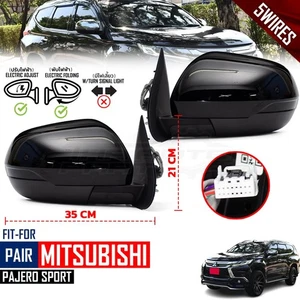 Side Mirror Pair Black Electric 5 Wires For Mitsubishi Pajero Shogun Sport 16-23 - Bild 1 von 11