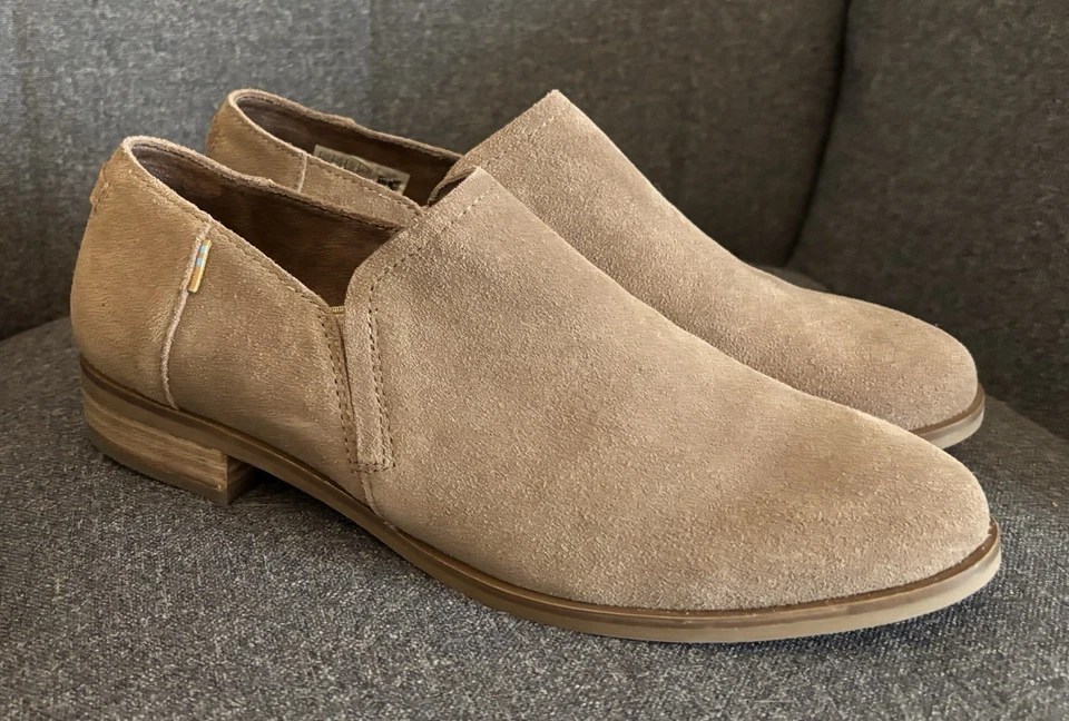 Toms Shaye Beige Tostado Gamuza Cuero Botines Zapatos Planos 9 NUEVO Foto 1 de 4