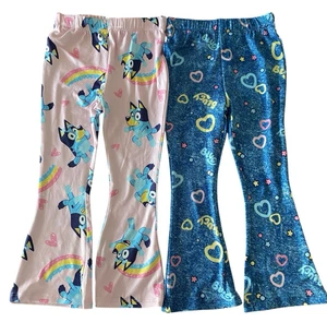 Bluey Girls 2-Pack Flare Leggings Pants Size 3T Rainbow & Heart Print - Picture 1 of 8