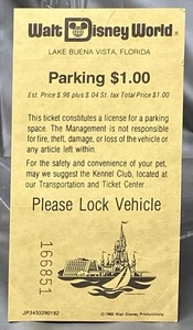 Walt Disney World Parking Ticket Magic Kingdom Map April 4, 1982 - Picture 1 of 8