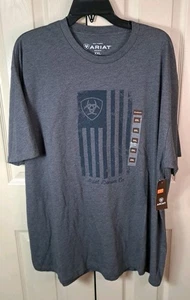 Ariat 2XL Herren T-Shirt amerikanische Flagge verblasst Titan meliert neu mit Etikett  - Bild 1 von 4