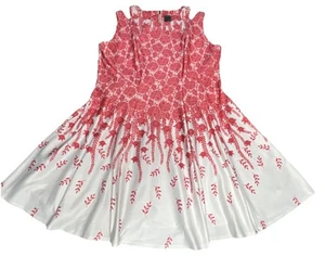 Gabby Skye Size 22 W Womens Sleeveless Dress Pink Floral Cold Shoulder Fit Flare - Picture 1 of 6
