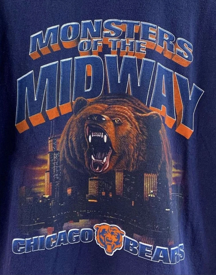 Camisa Clásica De Colección Chicago Bears Super Bowl Logo Manga Corta Azul Marino VK00865 Foto 1 de 1