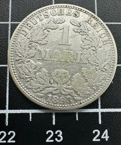 1893 Deutschland - Kaiserreich 1 Mark KM#14 - 90% Silber - ASW: 0,1606oz - Bild 1 von 2
