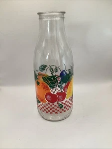 Glass Milk Bottle Made In France Fruit Design La Parfait 104cl French 23.5cm - Picture 1 of 4