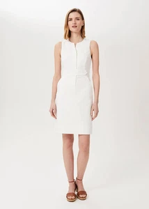 Hobbs sleeveless Lucie Cotton Hemp mock belt Shift Dress in white UK size 16 - Picture 1 of 6