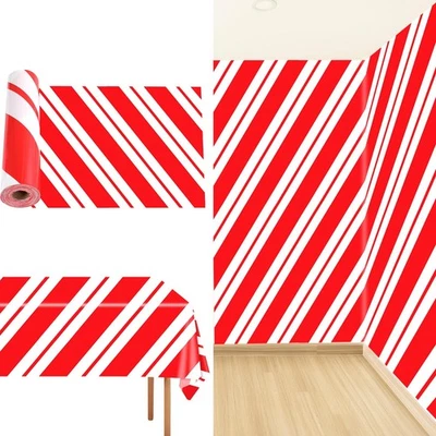 Red and White Striped Tablecloth Roll 51inch x 100ft Christmas Candy Cane Str... - Image 1 of 4