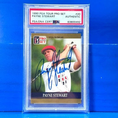 PAYNE STEWART Autografiado 1990 PGA Tour Pro Set Golf #20 PSA Auténtico RARO AUTO Foto 1 de 2