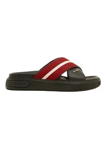 Bally Jake 6300473 Men's Black/Red Calf Plain Leather Sandals MSRP $390 - Picture 1 of 6