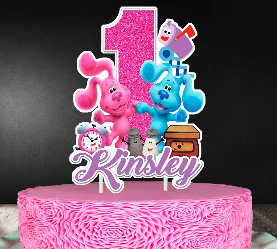 Decoração de bolo personalizada Blues Clues e magenta - Imagem 1 de 1
