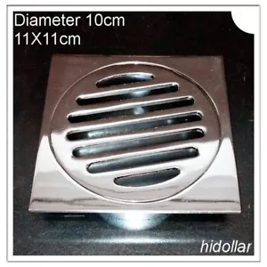 SQUARE CHROME BRASS FLOOR GRATE DRAIN WASTE 100MM 360G SHOWER BATHROOM LAUNDRY - Picture 1 of 7
