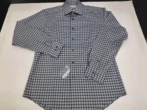 NWT Joseph Abboud Men Heritage Long Sleeve Button Up Blu/Blk Plaid Shirt M #6629 - Picture 1 of 7