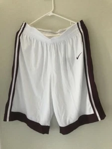 Nike National Varsity Men's 10" Basketball Shorts White/Maroon 639400 115 - Picture 1 of 2