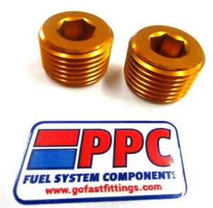 Pipe Plugs 1/2" NPT Aluminum w/ allan head Pair of  Gold anodized Aluminum - Bild 1 von 2