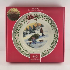 Piatto natalizio Lenox 2013 annuale da collezione 23° di serie Porta a casa un albero nuovo con scatola - Foto 1 di 11