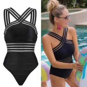 Women's One Piece Padded Monokini Swimsuit Swimming Costume Bikini Beach Wear) - Picture 1 of 9