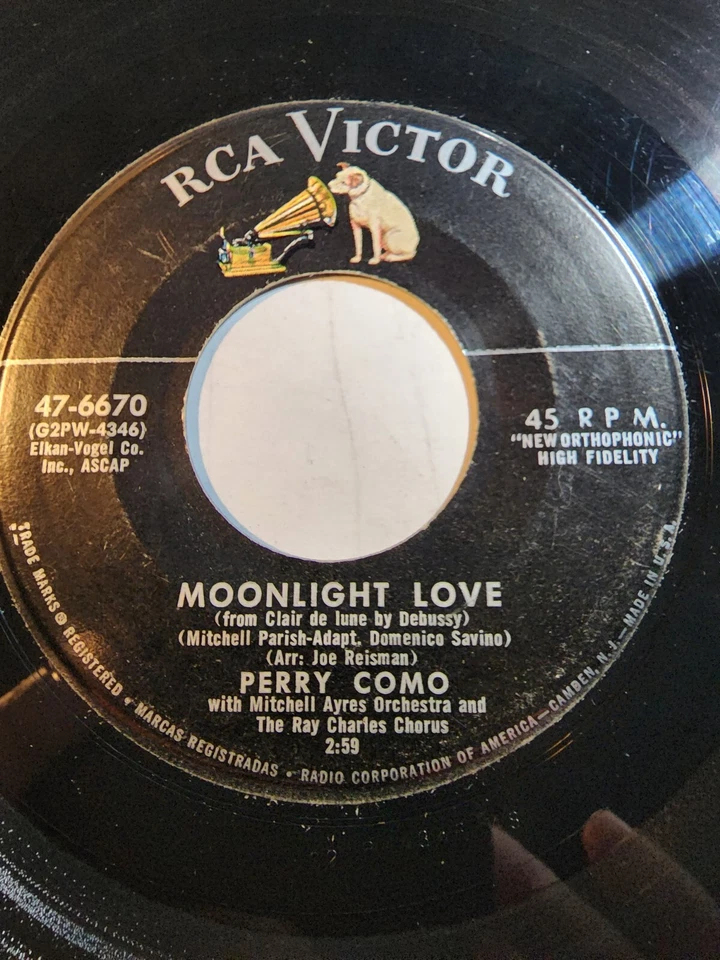 Perry Como, Moonlight Love/ Chincherinchee (RCA Victor, 1950s) 45 RPM VG+ F209 - Image 1 of 1