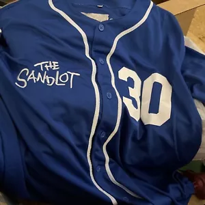 Movie The Sandlot Benny Rodriguez #30 Baseball Jersey Stitched Blue XL - Picture 1 of 5