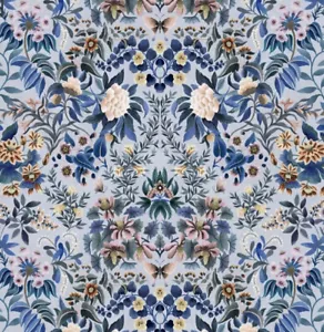 Tela cortina del gremio de diseñadores ""IKEBANA DAMASCO - AZUL PIZARRA"" 2 METROS 100% ALGODÓN - Imagen 1 de 9