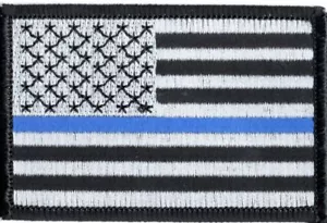 Abzeichen Flagge USA n&b Hommage Polizeikräfte blue Line flag patch - Bild 1 von 1