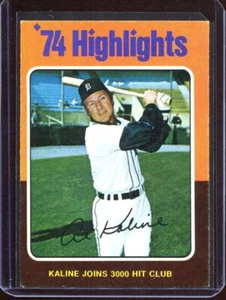 1975 Topps Baseball # 4 '74 Highlights Al Kaline (EX-MT) - Picture 1 of 2