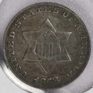 1853 Silver Three Cent 3C-VF+ - Picture 1 of 2