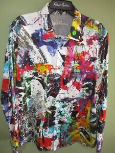2XL Bright Multi-Colored Geometric ROBERT GRAHAM 100% Cotton Shirt-Mint