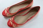 Womens Jack Rogers 7.5 M Quilt Leather Ballet Flats Bright Red and Tan A070